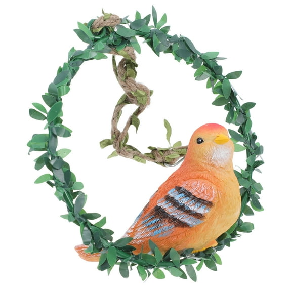 Resin Bird Figurine Hanging Decor for Outdoor Garden Front Porch or Balcony Easy to Hang Cute Bird Figurine Hanging Bird Wreath