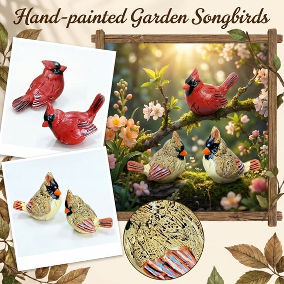 Resin Bird Garden Statue, Outdoor Yard Decoration, Hand-Painted Cardinal Figurine, Lawn Ornament, Patio Decor, Wildlife Sculpture, Garden Accent Piece
