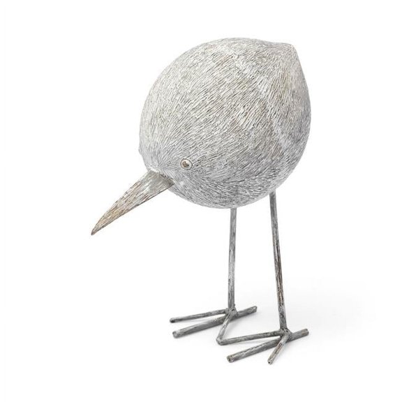 Resin Bird Sculpture, Off White & Grey