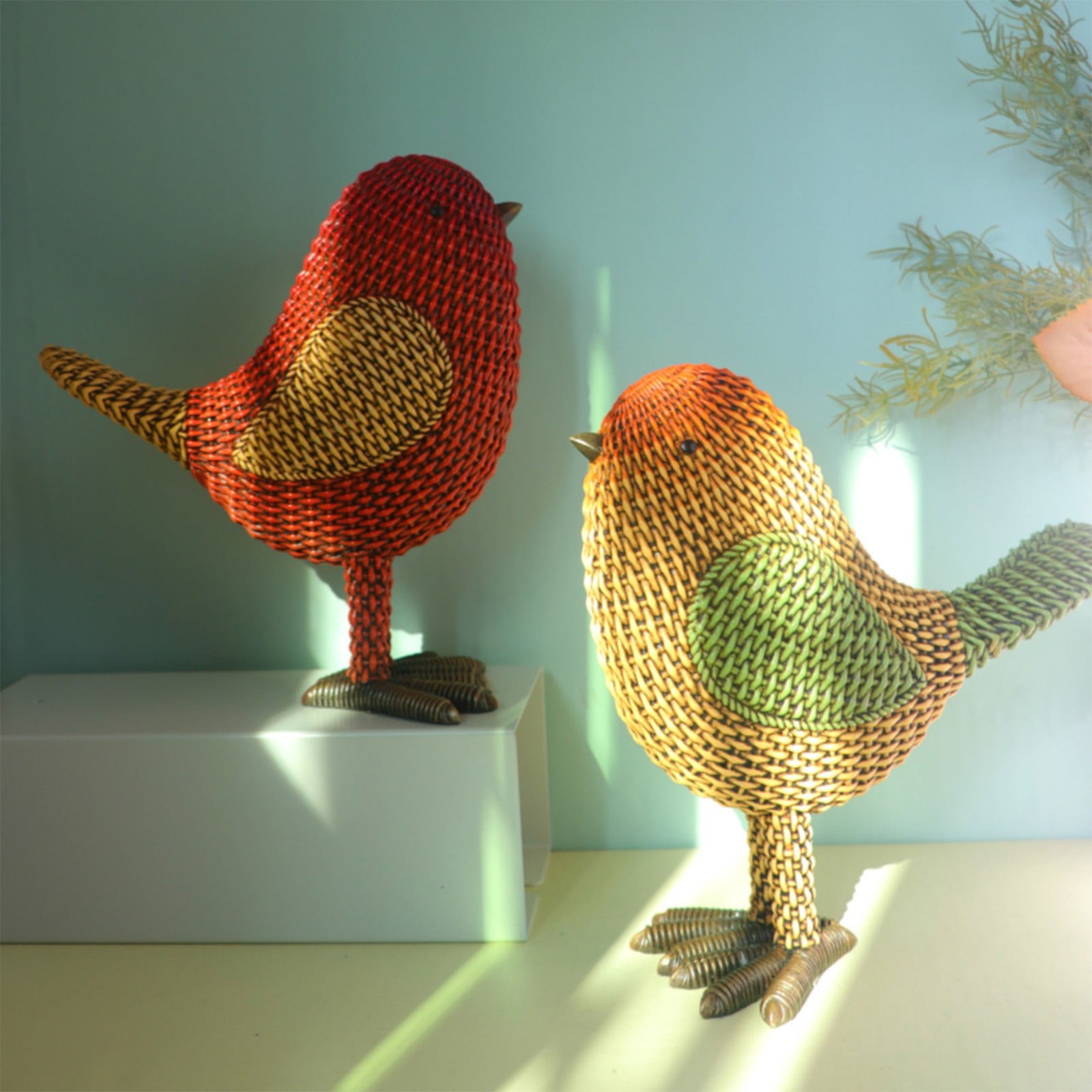 Resin Bird Statue, Imitation Rattan Home Decor, Lightweight Desktop ...