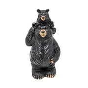Resin Black Bear with Cub Figurine, Rustic Cabin Mantel Decor, Mama Bear Statue Gift for Mom
