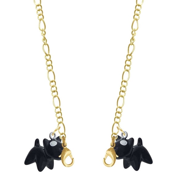 Resin Black Bull Terrier Dog Goldtone Face Mask Necklace