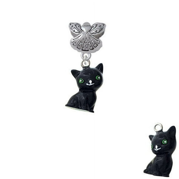 Resin Black Cat - Guardian Angel Charm Bead