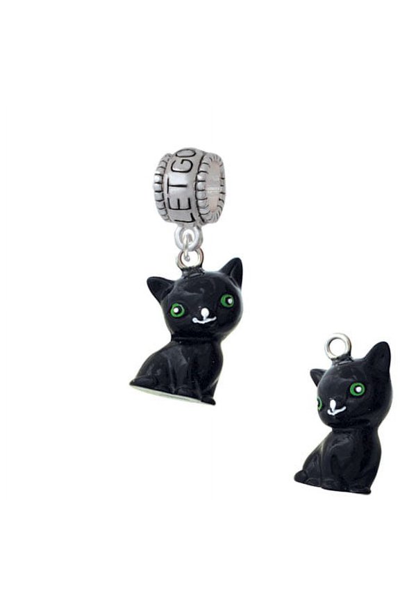 Resin Black Cat - Let Go Let God Charm Bead