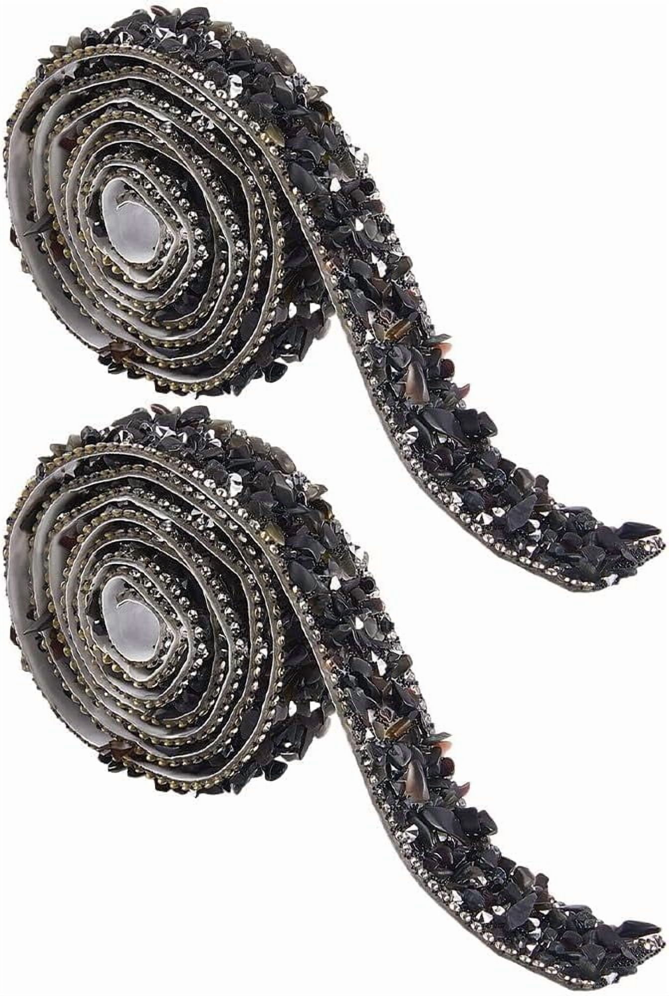 Resin Bling Glitter Rhinestone Tape Black Rhinestone Ribbons Self ...