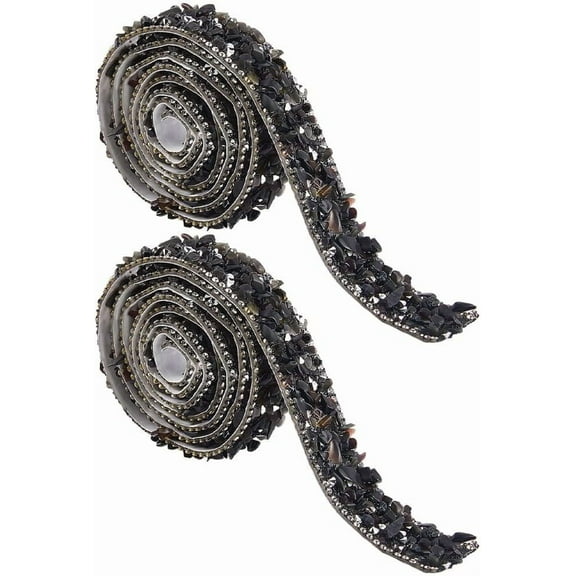 Resin Bling Glitter Rhinestone Tape Black Rhinestone Ribbons Self Adhesive Diamond Strip Sticker Ribbon Trim Roll Hot Fix Gem Stone