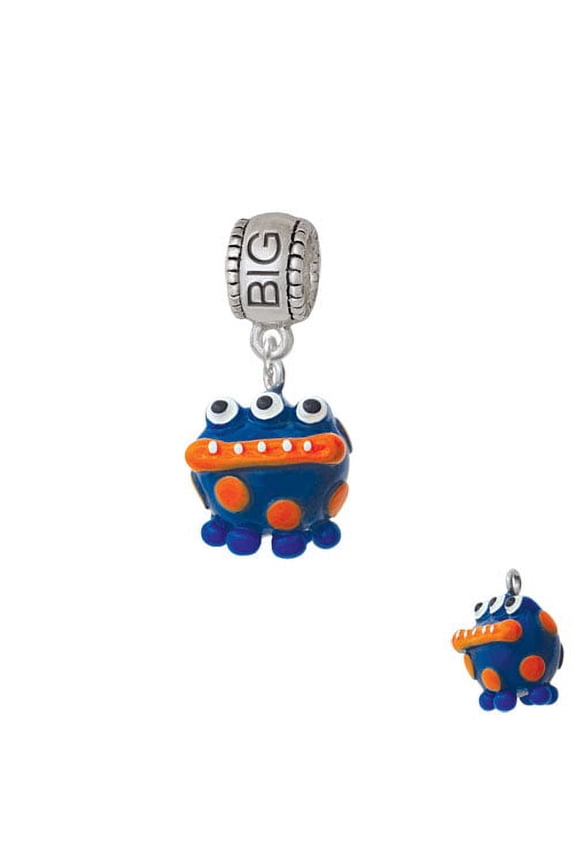 Resin Blue Monster with Orange Dots - Big Sister Charm Bead