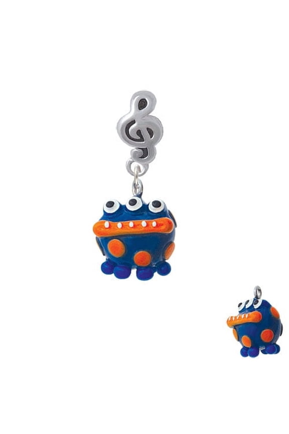 Resin Blue Monster with Orange Dots - Clef Note Charm Bead