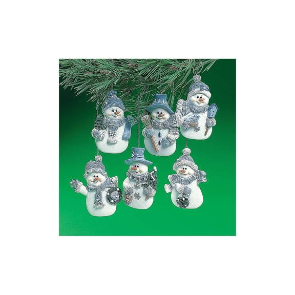 Resin Blue Snowmen 12 Pc - Home Decor - 12 Pieces