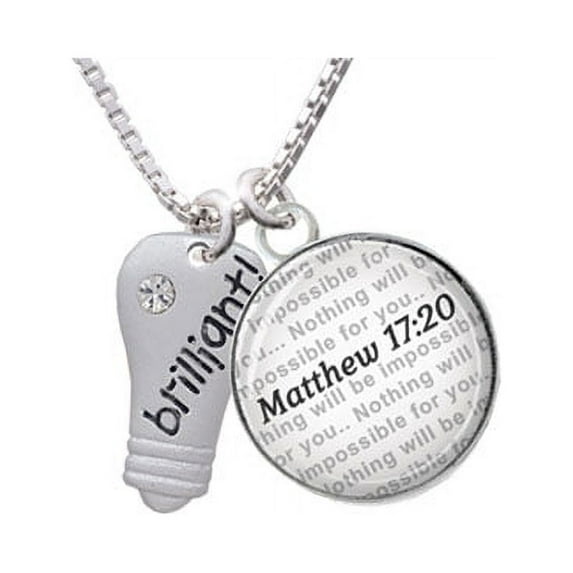 Resin Brilliant Light Bulb - Bible Verse Matthew 17:20 Glass Dome Necklace