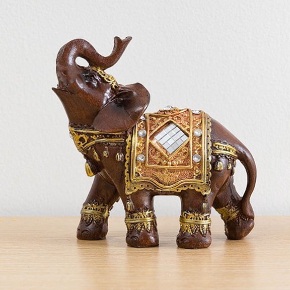 Resin Brown Elephant Statue, Feng Shui Figurine, Thai Elephant Sculpture, Lucky Elephant Ornament,Home Decor Gifts