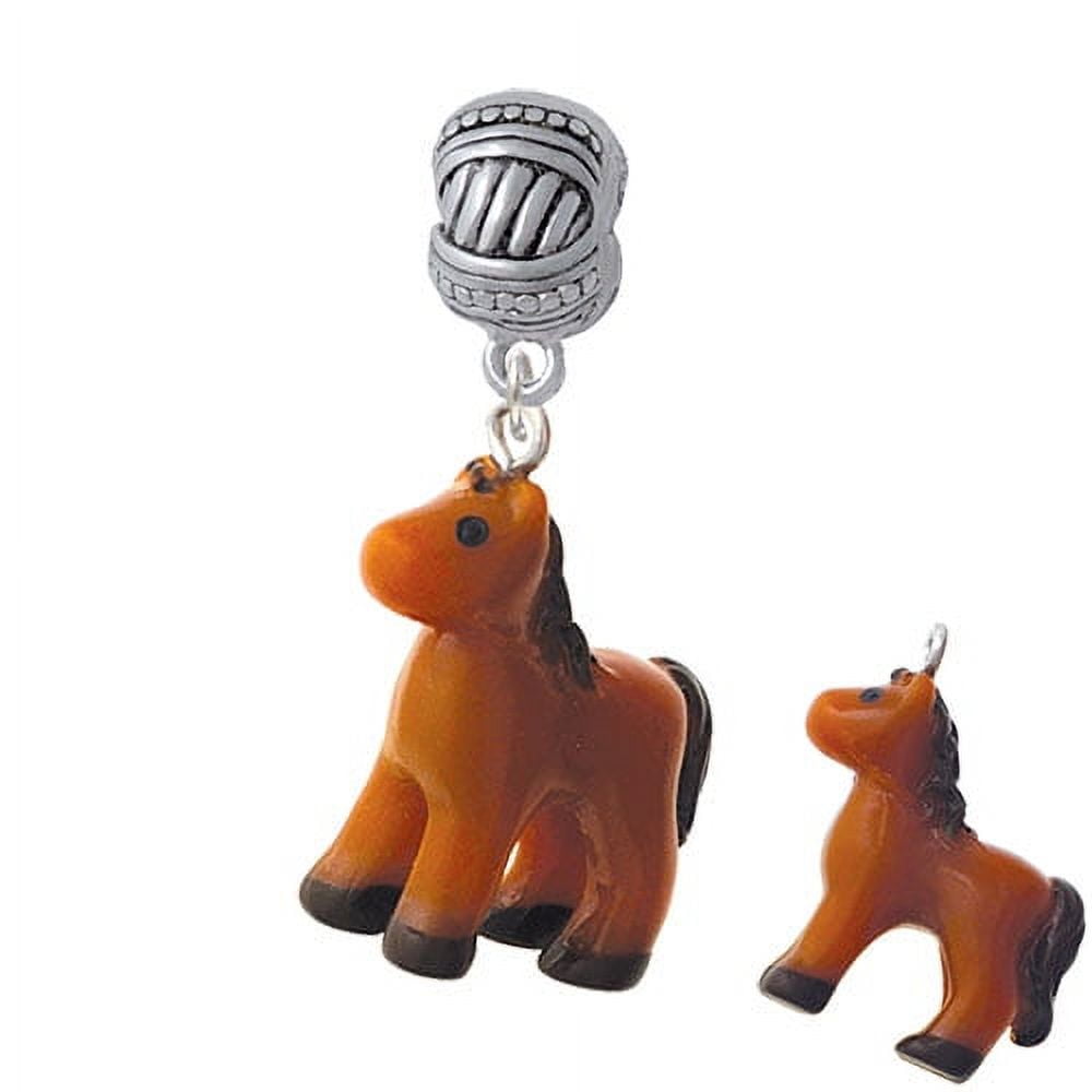 Resin Brown Pony - Large Rope with Cross Beads Charm Bead