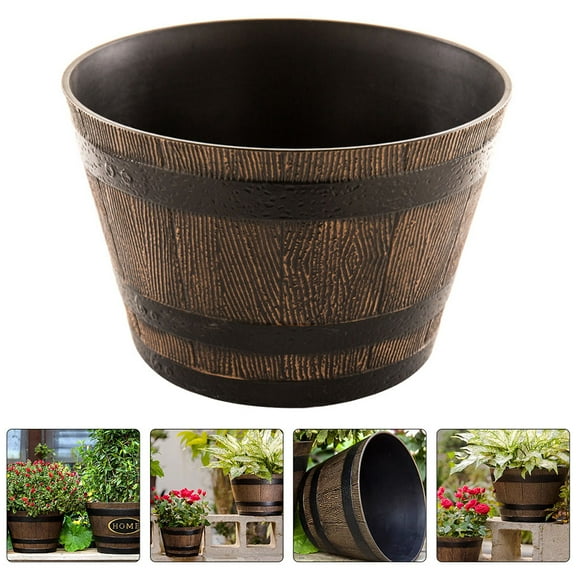 ULTNICE Planter Barrel Resin 1Pack 9.1X9.1X5.8In