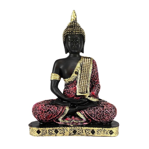 Resin Buddha Idol Statue for Living Room, Resin Gautam Buddha Showpiece for Home Decor (Red)