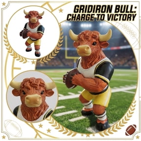 Resin Bull Figurine, Football Charge Design, 1pc Included, for Home Sports Decor Collection
