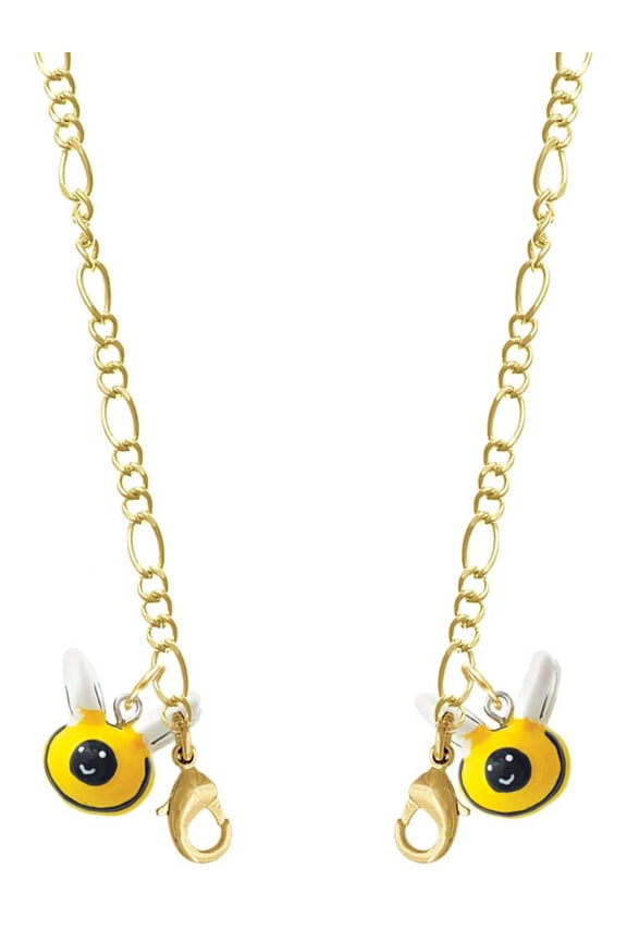Resin Bumble Bee Goldtone Face Mask Necklace