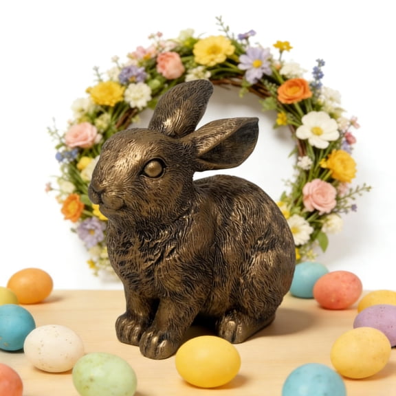 Resin Bunnies Easter Decorations, Bunny Easter Tabletop Home Decor, Vintage Rabbits Statues Animal Bunny Figurines for Office, Car Ornament, Gifts