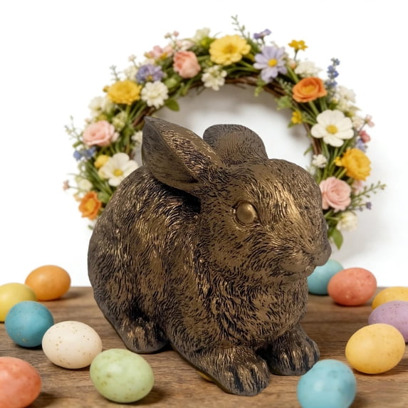 Resin Bunnies Easter Decorations, Bunny Easter Tabletop Home Decor, Vintage Rabbits Statues Animal Bunny Figurines for Office, Car Ornament, Gifts