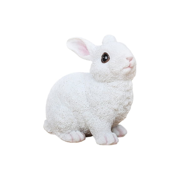 Resin Bunny Rabbit Figurine Ornament With Fine Textured Finish, Lifelike Animal Form And Detailed Appearance For Garden Tabletop And Shelf Display 4.65X4.53X3.62In