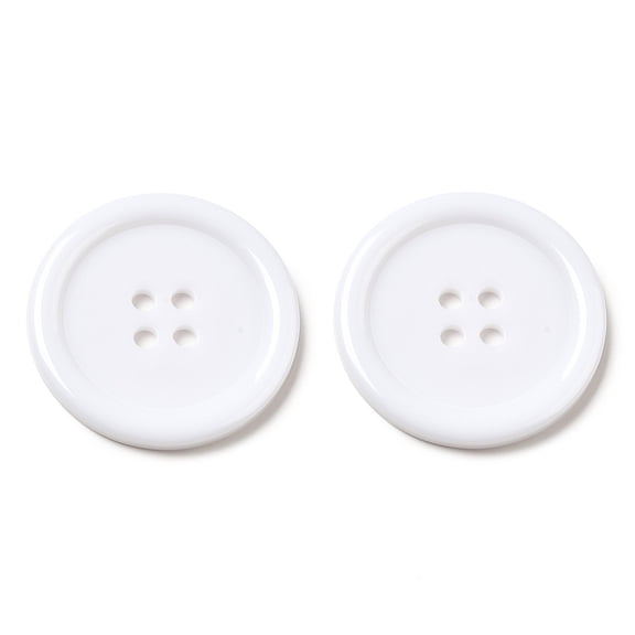 Resin Buttons Dyed Flat Round White 30x3mm Hole: 3mm 98pcs/bag