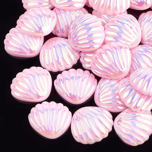 Resin Cabochons AB color Shell Pink 21x19x6mm