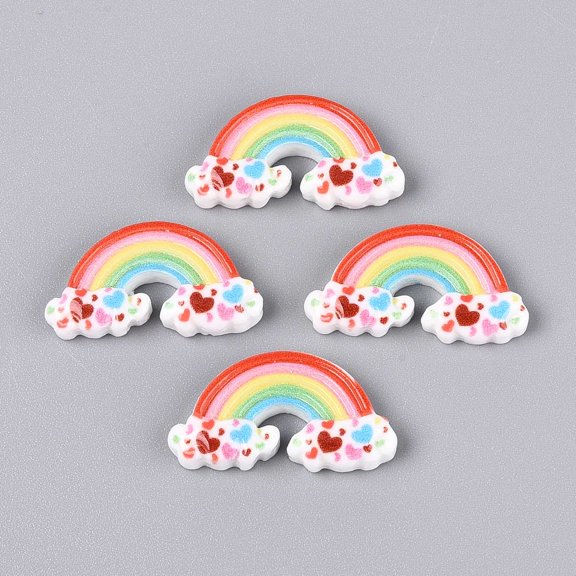 Resin Cabochons Rainbow Colorful 28x15x5mm