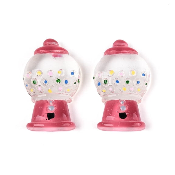 Resin Cabochons Snow Globe Hot Pink 28.5~29x16.5~17.5x7~8mm