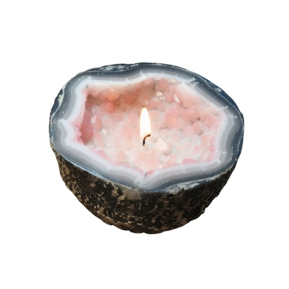 Resin Candle Bowl, Pink Vintage Geode Style, 1 Piece Handcrafted Decorative Sculpture, for Patio Yard Living Room Bedroom Aromatherapy Candle Holder Home Decoration