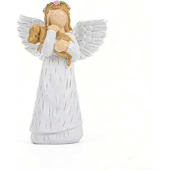 Resin Cardinal Angel Statue Handmade with Red Bird for Home DecorD