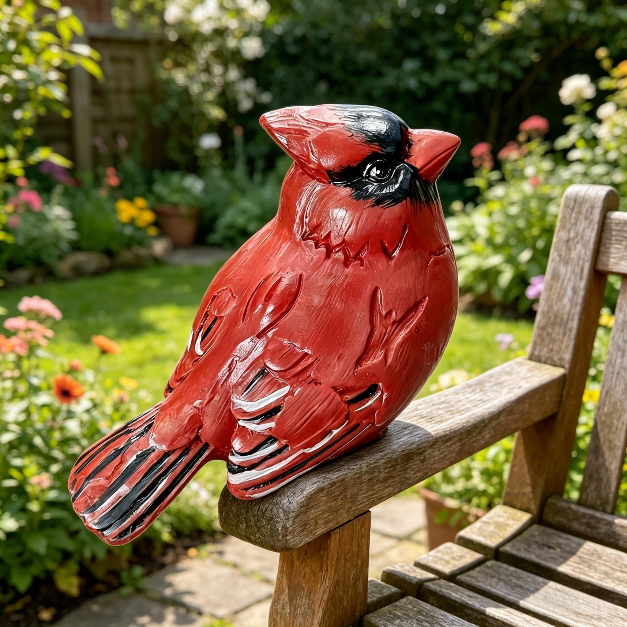 置物  Birds Red Cardinal Resin Cardinal Bird Figurine, Northern Red Cardinal Statue