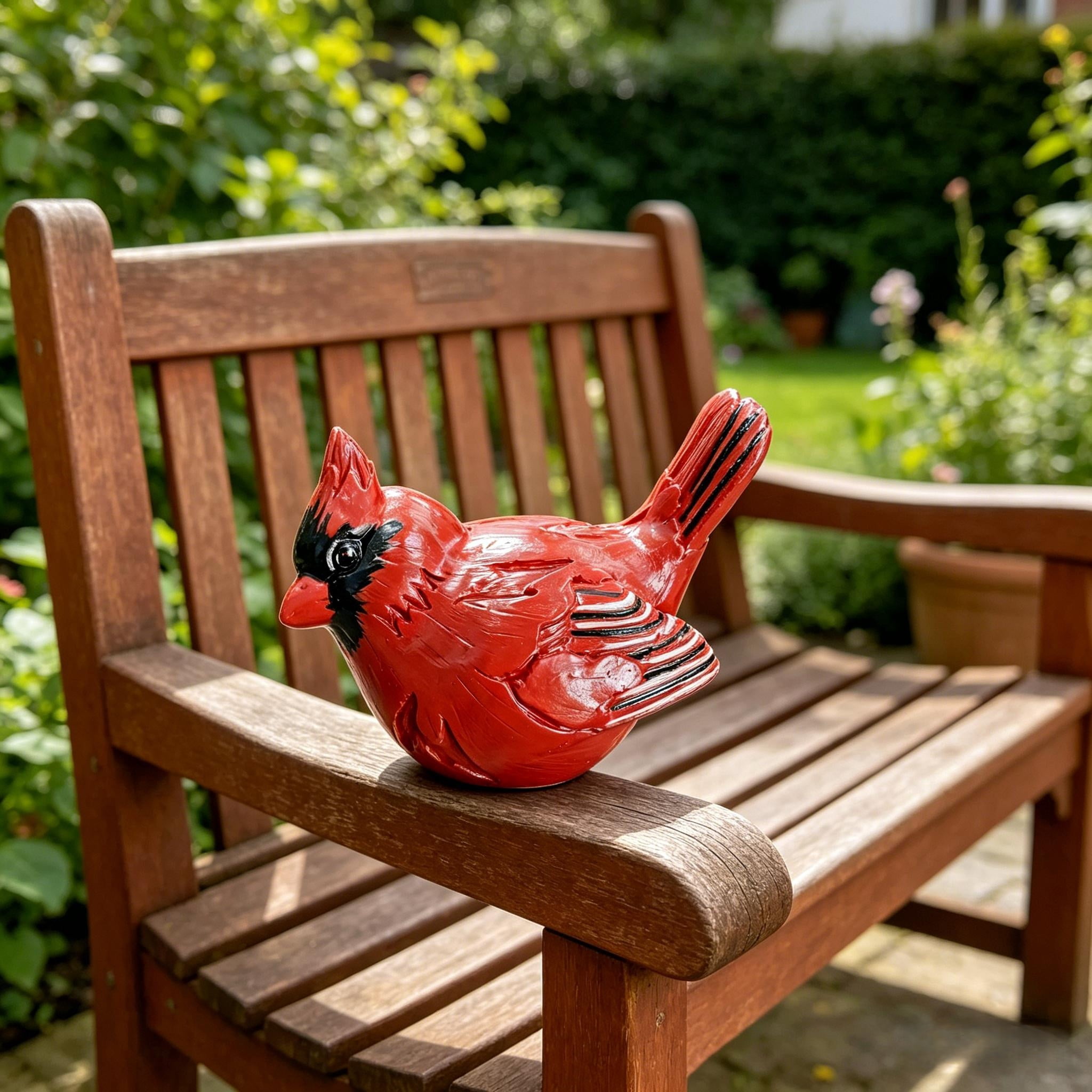 Resin Cardinal Bird Figurine, Northern Red Cardinal Statue