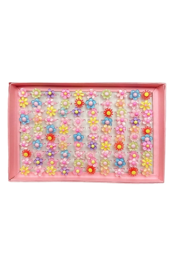 Resin Cartoon Flower Rings for Party Favor Rings for Mixed Resin Flower Designs Rings Jewelry for