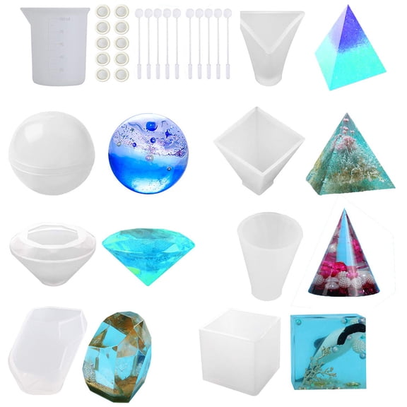 Resin Casting Mold Geometric Silicone Mold Non-stick Easy to De-mold for Making Resin Crafts Plaster Room Ornament