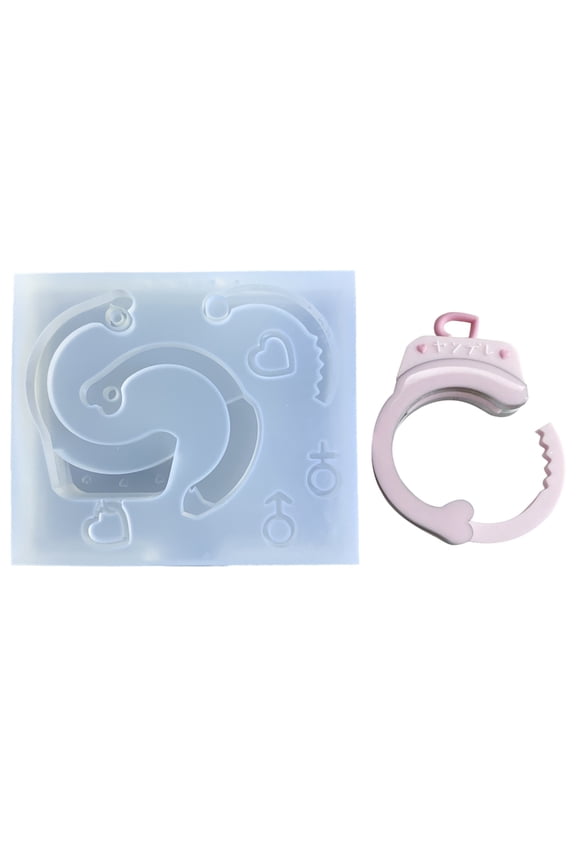 Resin Casting Silicone Mold Love Heart Handcuff Keychain Pendant Jewelry Mould