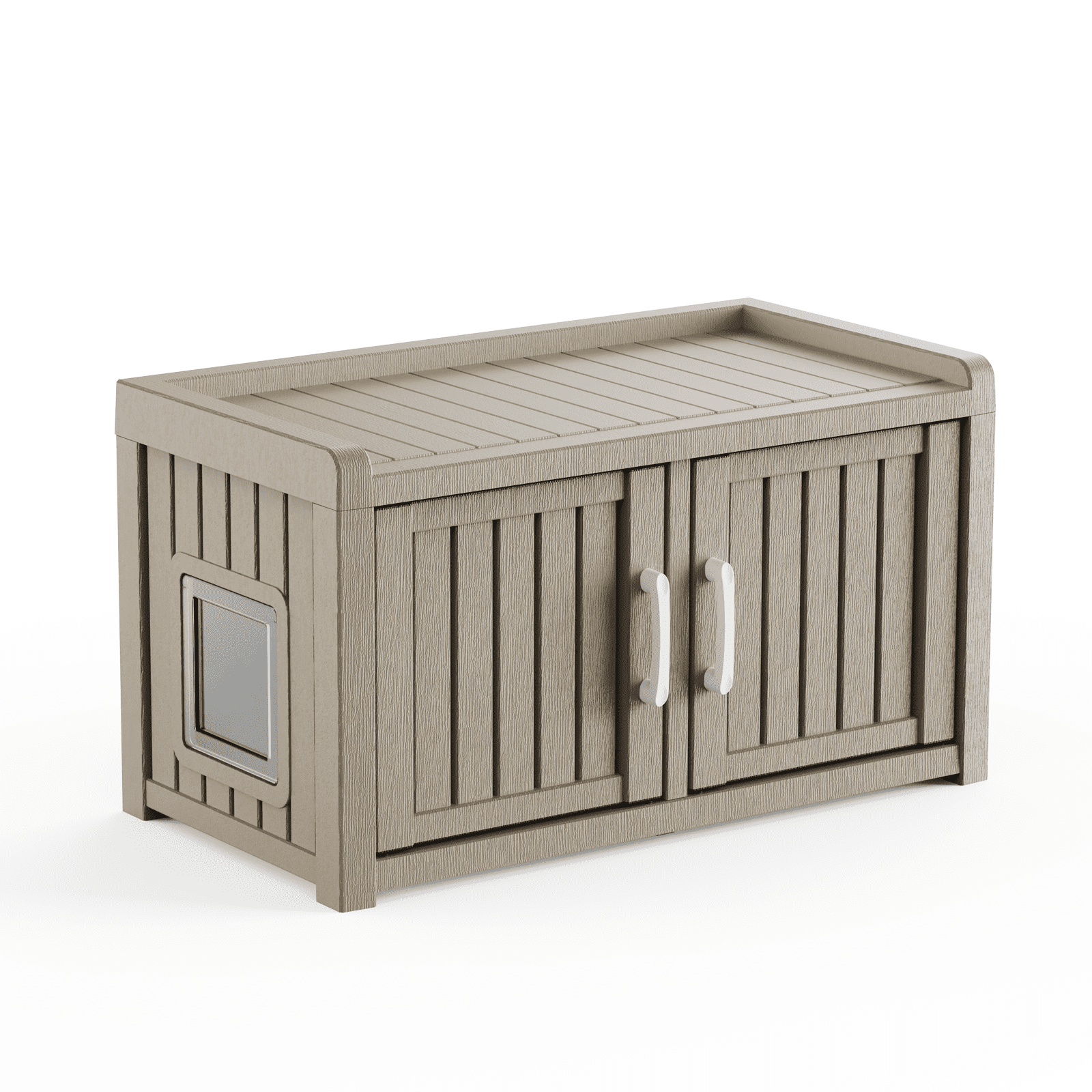 Resin Cat Litter Box Enclosure - Hidden Multi-Functional Furniture with Double Doors, Waterproof UV-Resistant, Spacious Odorless Design for Indoor Outdoor Use