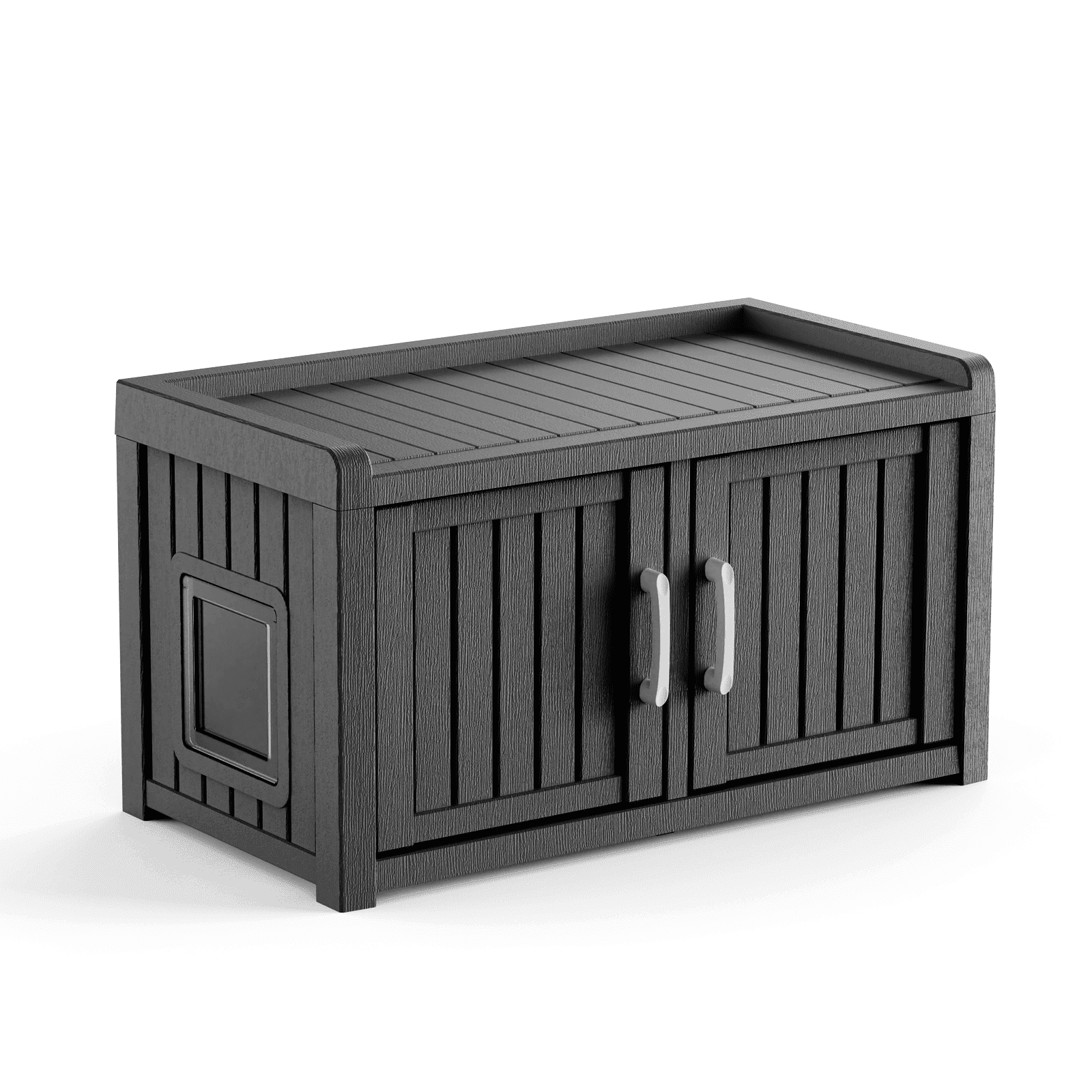 Resin Cat Litter Box Enclosure - Hidden Multi-Functional Furniture with Double Doors, Waterproof UV-Resistant, Spacious Odorless Design for Indoor Outdoor Use