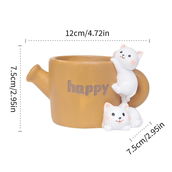 Resin Cat Shaped Flower Pot, Decorative Planter for Plants and Garden, Cartoon Style Desk and Garden Ornament