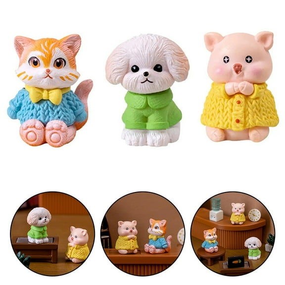 Resin Cats Puppy Pig Ornaments Miniature Figures Animal Resin Handicraft Min Landscape Sculpture Home Decoration Kids Gifts 1 kitten Smile Home