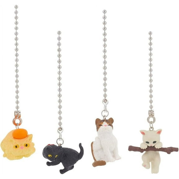 Resin Ceiling Fan Pull Chain Extenders Animal Pendant Decoration with 304 Stainless Steel Ball Chains Mixed Color 33.4~35.8cm 4pcs/set