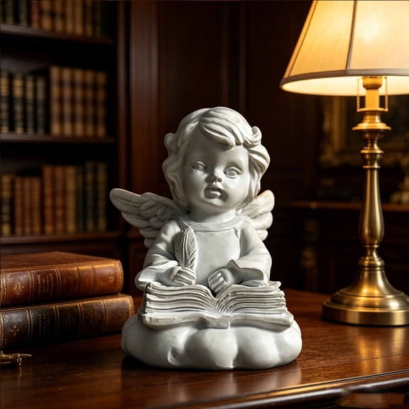 Resin Cherub Statues Set Of 4 Classic White Angel Figurines Decorative Home Accent Ornaments Detailed Craft Decor For Bookshelf Desk Mantel Wedding Baby Shower Gift Room Styling