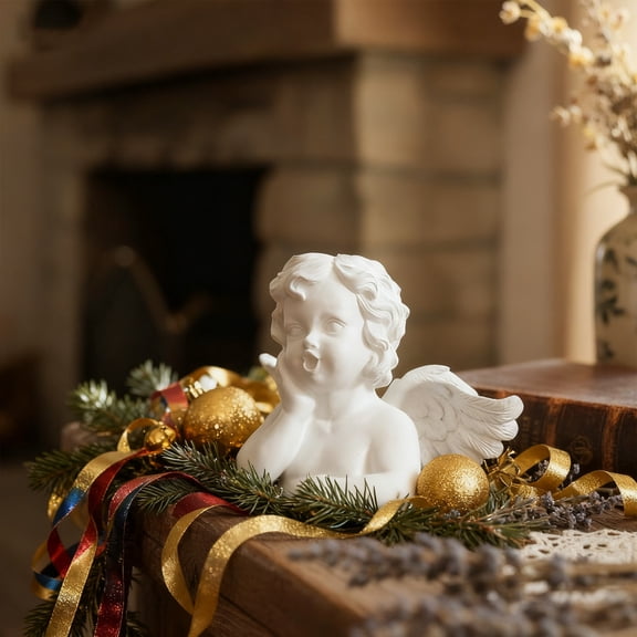 Resin Cherubs White Angel Statue Figurine, Garden Sleeping Cherub Statue Sculpture Indoor Outdoor Home Decoration, Cute Adorable Angle Sculpture Memorial Statue