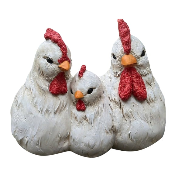Resin Chicken Coop Family Planter - Cute Desktop Pot for Home & Garden Decor (White)