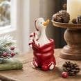 thumbnail image 1 of Resin Christmas Duck Decoration with Santa Hat and Red Stocking Design, White and Red, for Home Tabletop Mantel Display, Festive Figurine, 1 of 3