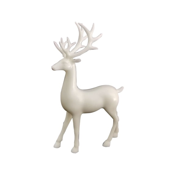 Resin Christmas Reindeer Figurines: 1pc White Christmas Deer Statues,Elegant Accent Winter Deer Table Ornaments,Classic Gifts Xmas Decorations for The Home,Christmas Decoration