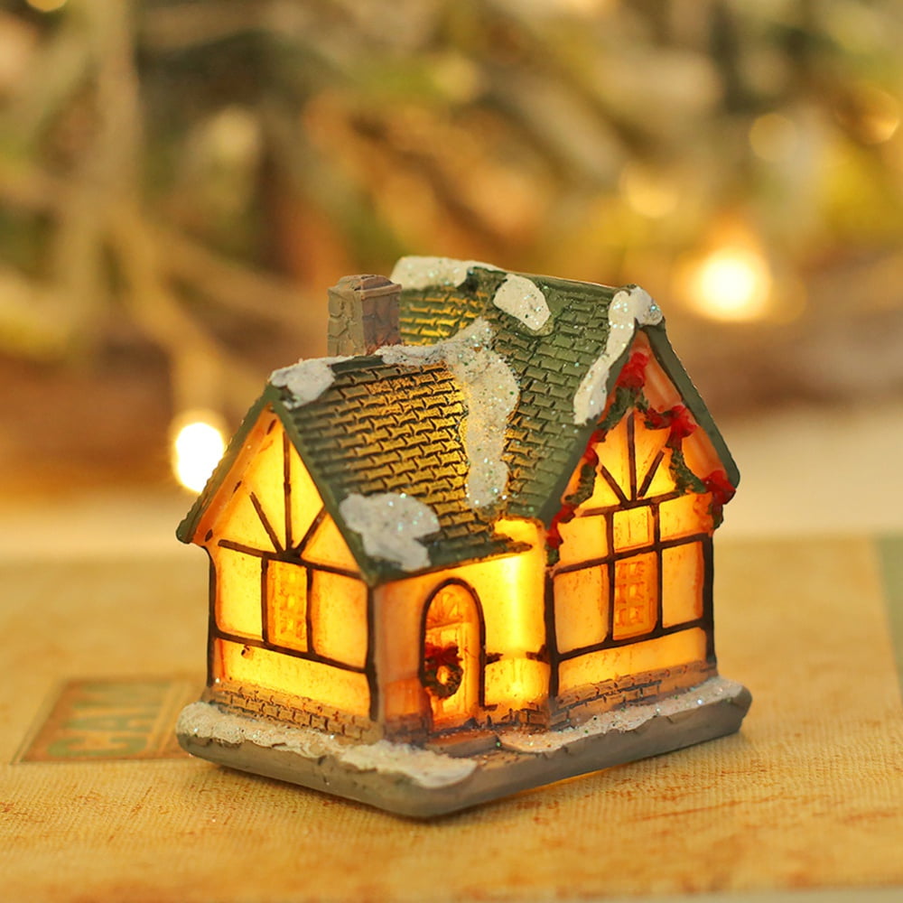 Ceramic Christmas Village Houses With Warm LED Lights - Holiday Home Decorations