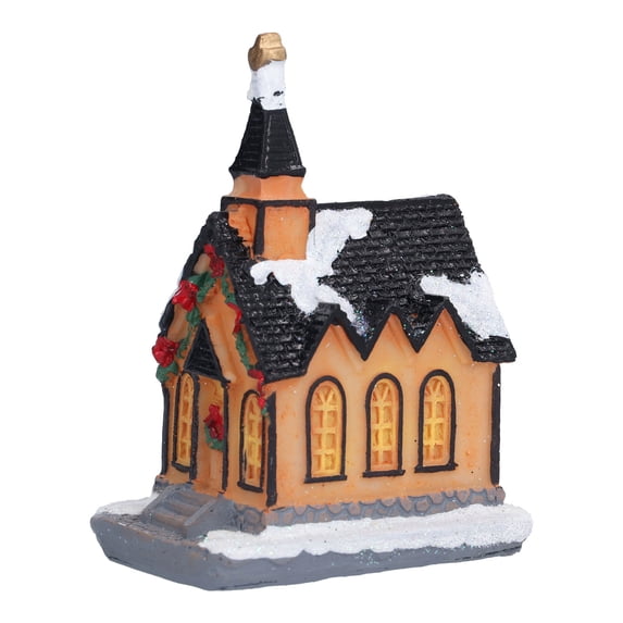 Resin Christmas Scene Village Houses Warm LED Light Christmas Mini Resin Houses Decoration