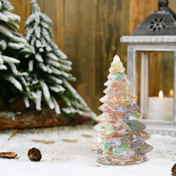 Resin Christmas Tree Figurine, Christmas Tree Figurines Home Decor, Ornament, Crystal Resin Fusion, for Desktop Mantel Decor, Mini Resin Christmas Tree Tabletop Christmas Tree Statue