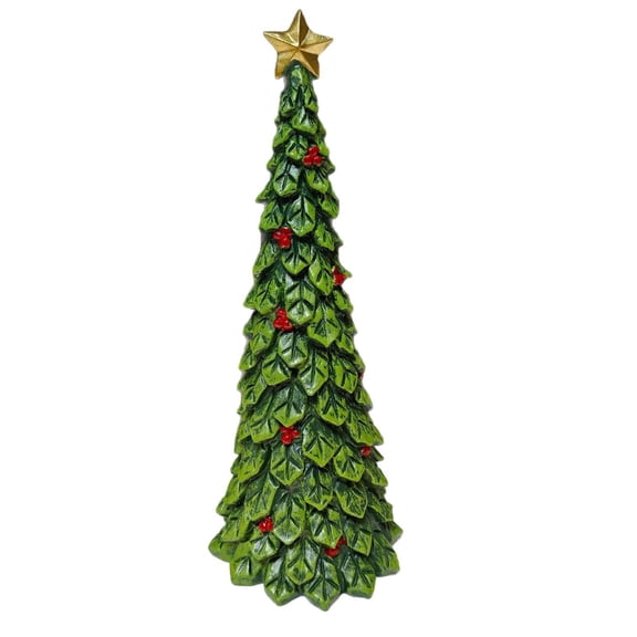 Resin Christmas Tree Figurine, Tabletop Holiday Decor for Mantel, Shelf, Countertop and Dining Table