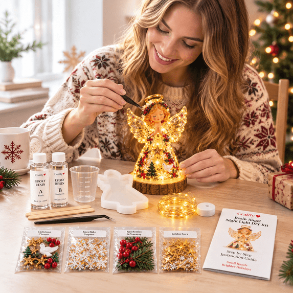 Resin Christmas Tree Night Light DIY Kit, Holiday Craft Gift, Create A ...