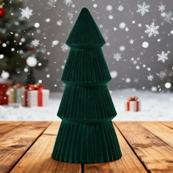 Resin Christmas Trees Set, Modern Tabletop Christmas Decor Figurines for Mantel, Rustic Holiday Table Centerpiece for Home Office Winter Display, 10.04 Inch
